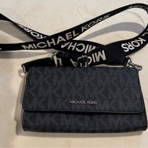 Michael Kors Black Logo Crossbody with Branded Strap